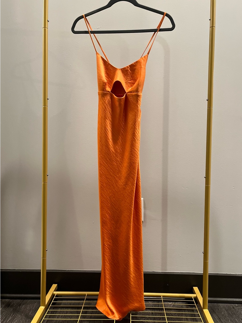 House of Harlow 1960 Orange Satin Keyhole Midi Dress